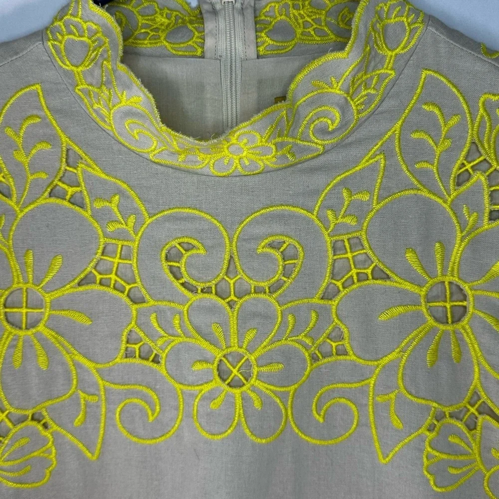 Byrd Maxi Dress Statement Sleeve Yellow Lace Mock Neck Size XS Like New